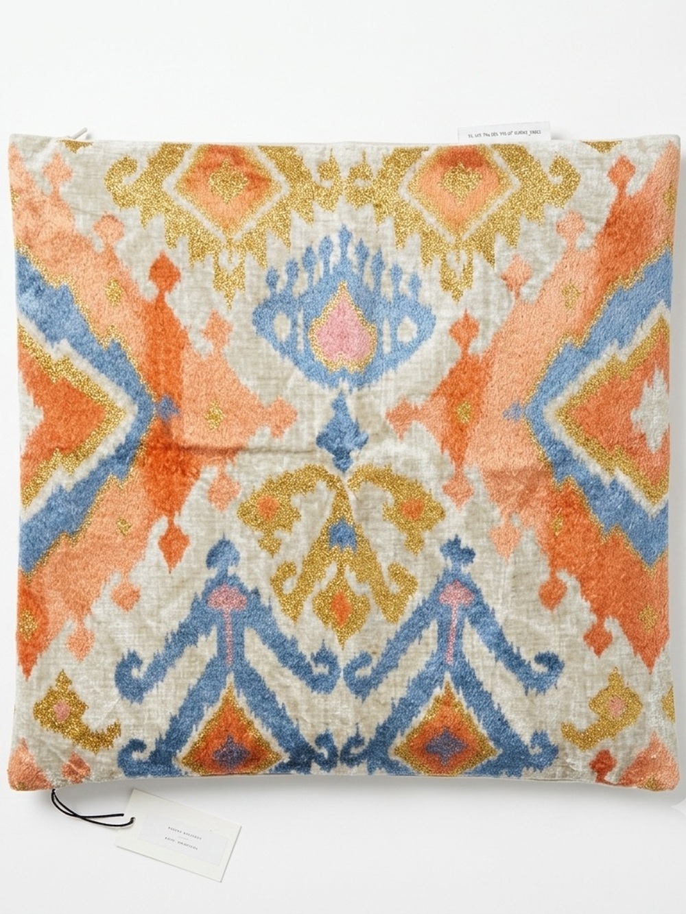 Callisto Home Ikat Pillow Cover 22x22 Metallic Gold Embroidered NWT